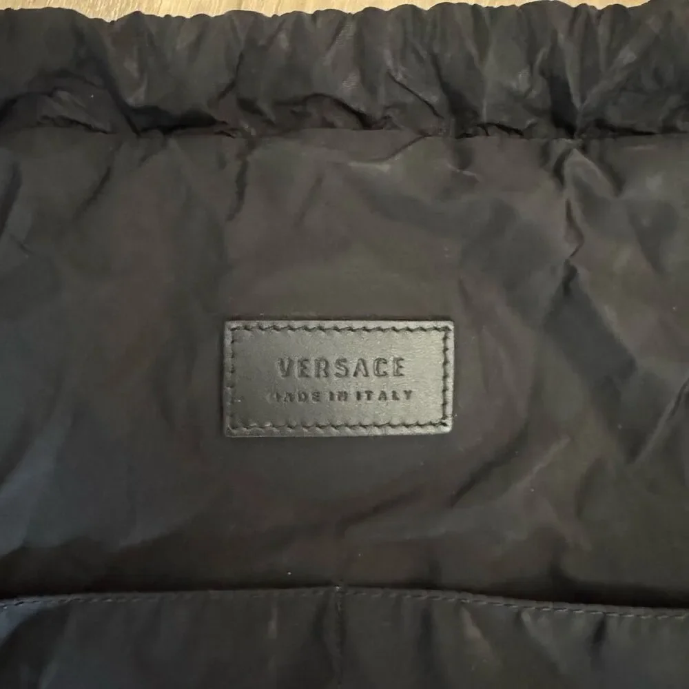 Versace Drawstring Backpack Rucksack Black Logo Print Back Sac Travel Sporty Gym